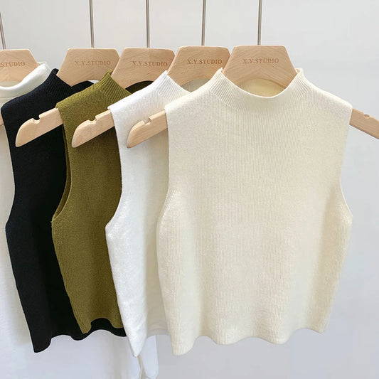 Women’s Solid Color Knit Tank Top – Sleeveless Sweater Vest Pullover