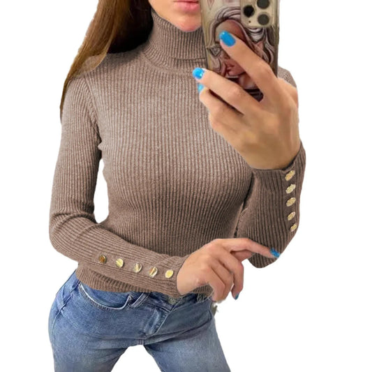 Women’s Elegant Knit Sweater – Soft Long Sleeve Pullover for Fall & Winter