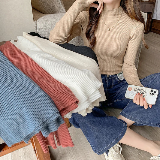 Women’s Mock Neck Winter Sweater – Warm Cozy Knit Pullover
