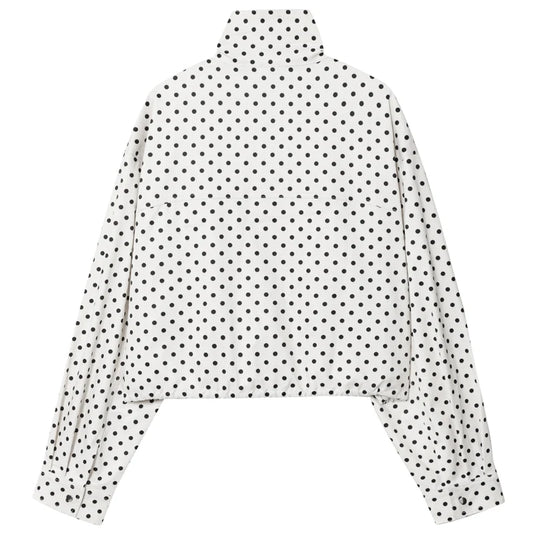 Women’s Polka Dot Bomber Jacket – Casual Lightweight Zip-Up Coat