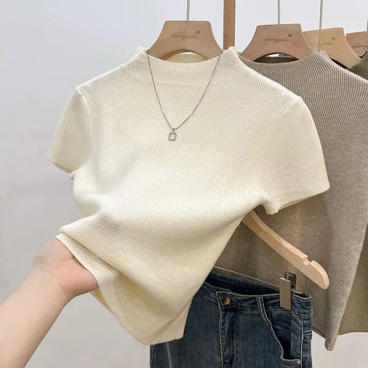 Women’s Lightweight Turtleneck Sweater – Solid Color Thin Knit Pullover Top