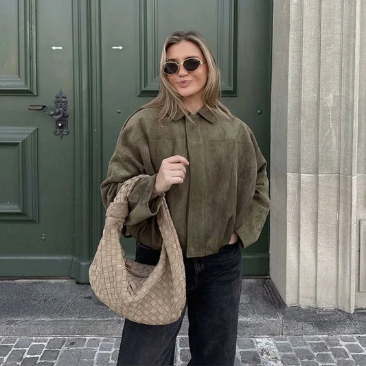 Women’s Fashion Bomber Jacket – Casual Lightweight Zip-Up Coat