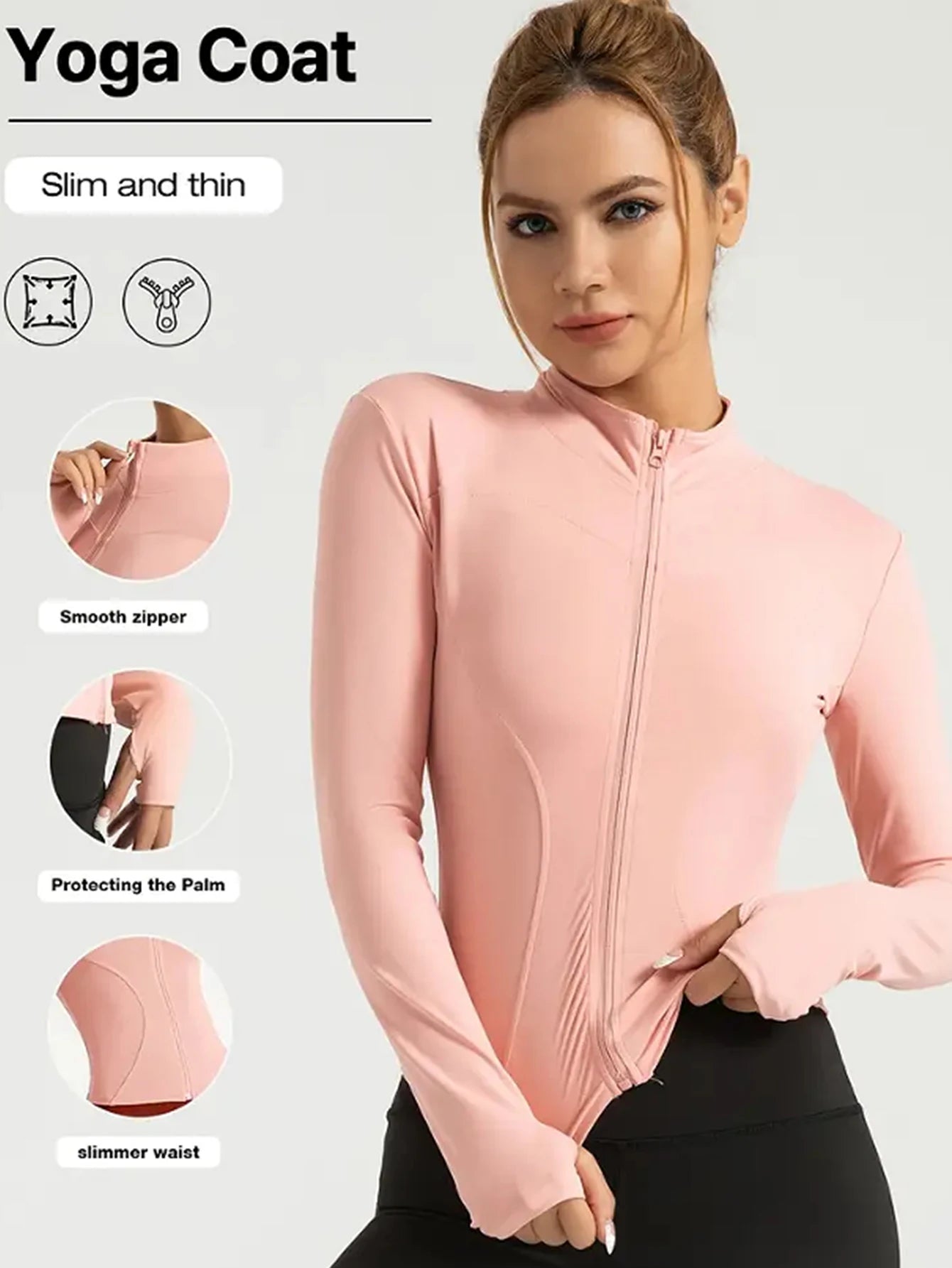 Women’s Fitness Jacket – Lightweight Zip-Up Workout Sports Jacket
