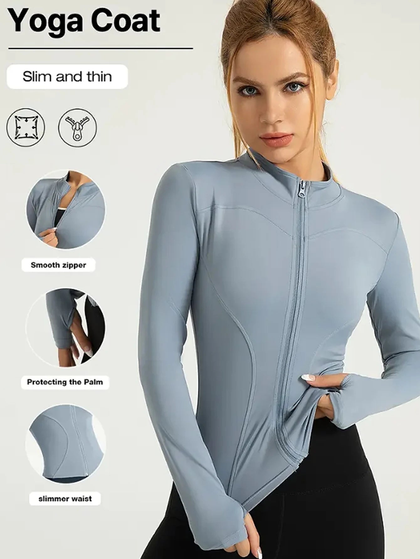 Women’s Fitness Jacket – Lightweight Zip-Up Workout Sports Jacket