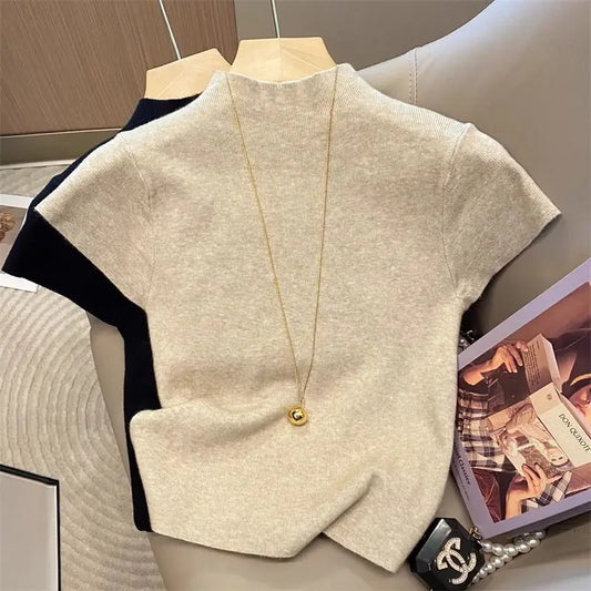 Women’s Lightweight Turtleneck Sweater – Solid Color Thin Knit Pullover Top