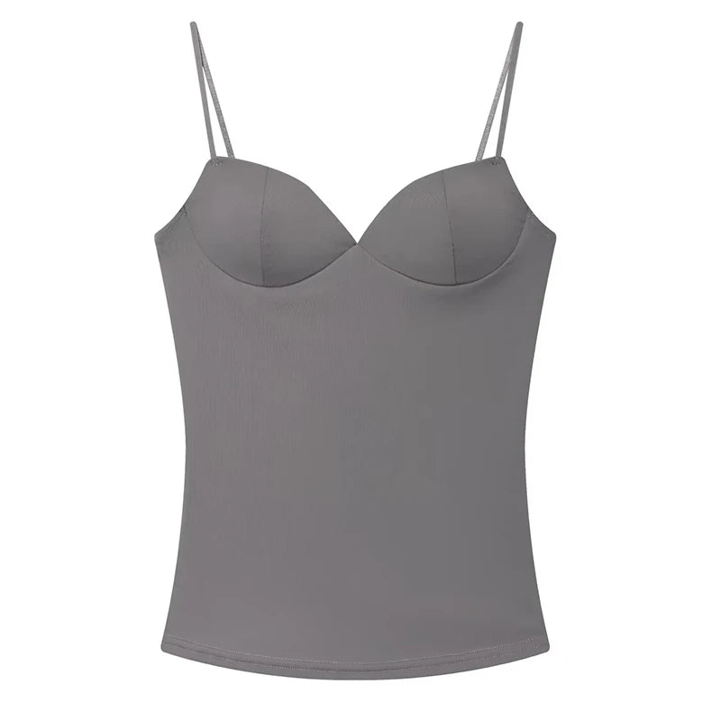 Women’s Strappy Sleeveless Top – Black Brown Slim Fit Tank Shirt