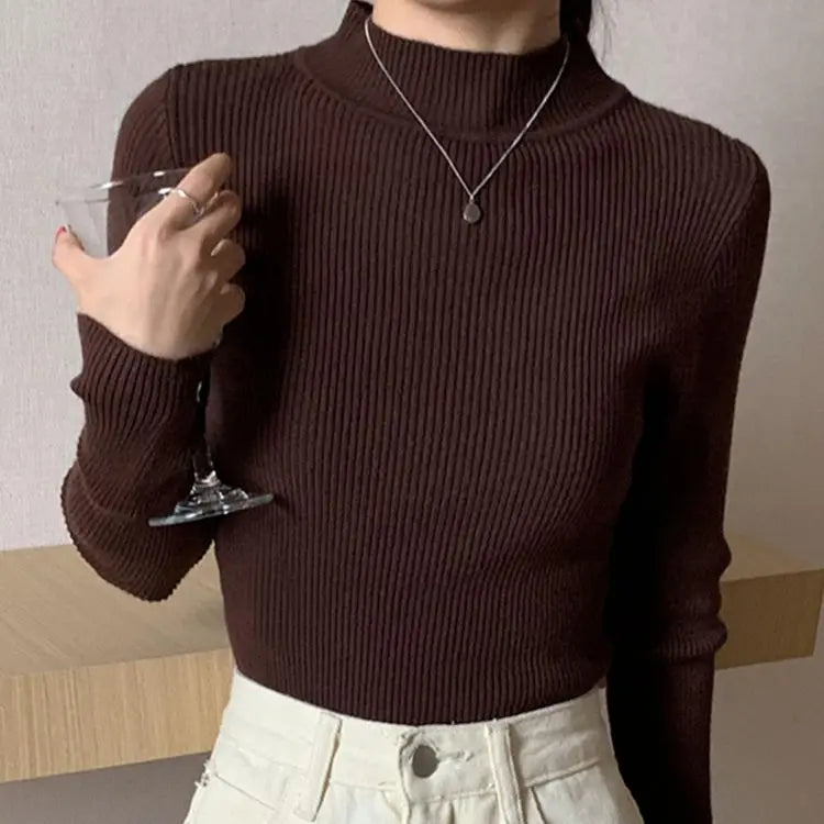 Women’s Mock Neck Winter Sweater – Warm Cozy Knit Pullover