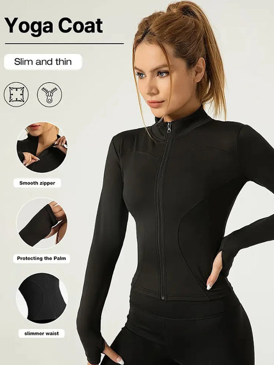 Women’s Fitness Jacket – Lightweight Zip-Up Workout Sports Jacket