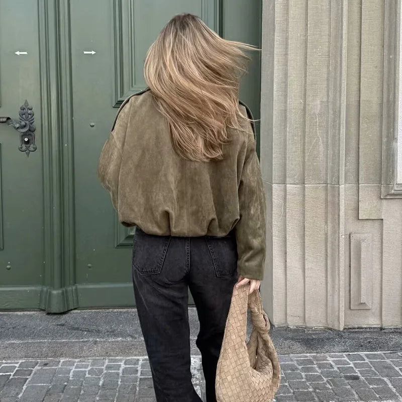 Women’s Fashion Bomber Jacket – Casual Lightweight Zip-Up Coat