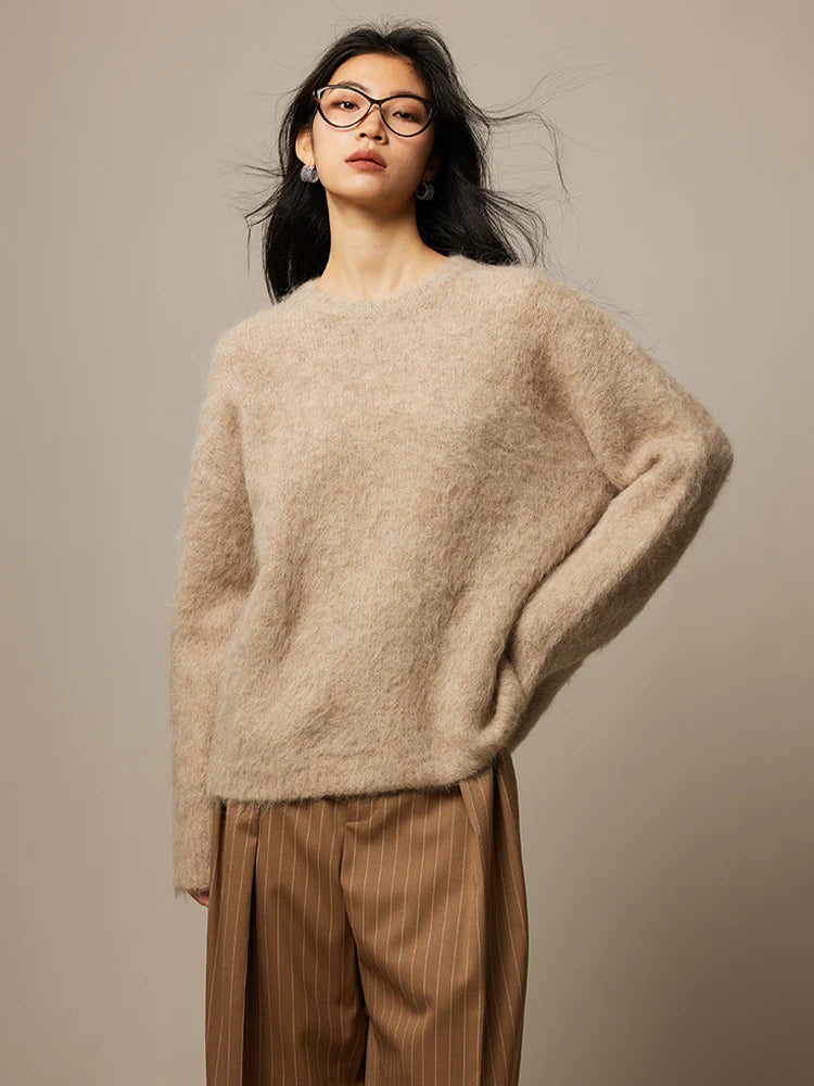 Women’s Warm Alpaca Sweater – Soft Knit Pullover for Fall & Winter