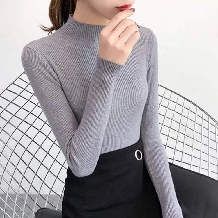 Women’s Mock Neck Winter Sweater – Warm Cozy Knit Pullover