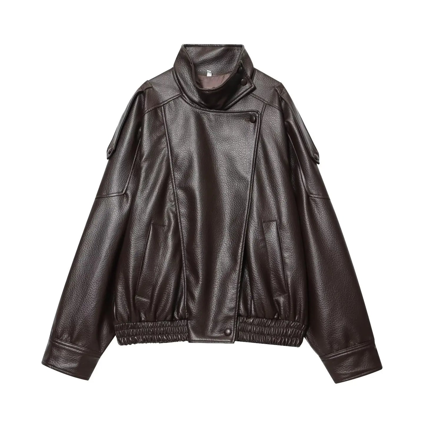 Women’s Black Faux Leather Jacket – Stylish Casual Moto Coat