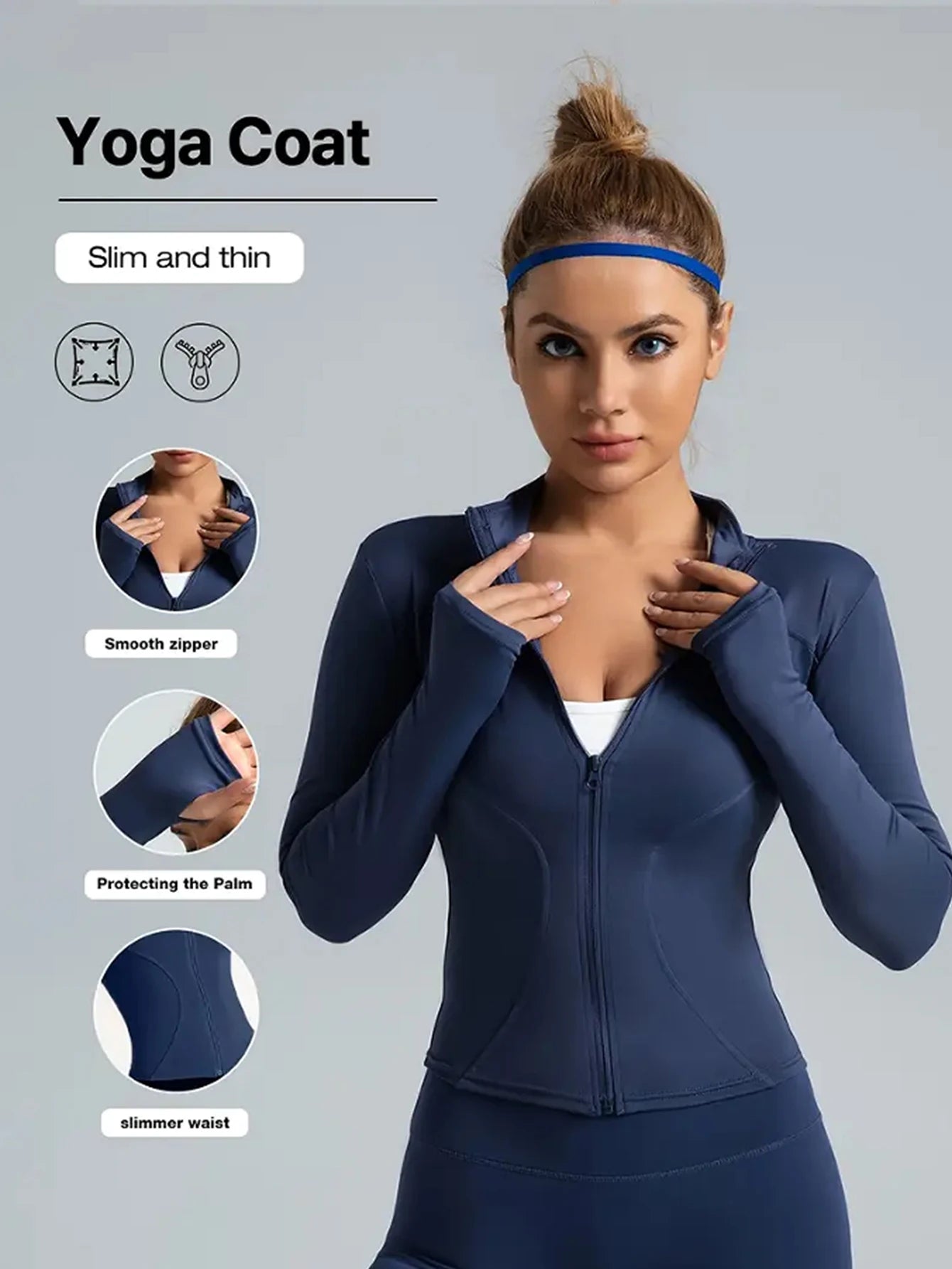 Women’s Fitness Jacket – Lightweight Zip-Up Workout Sports Jacket