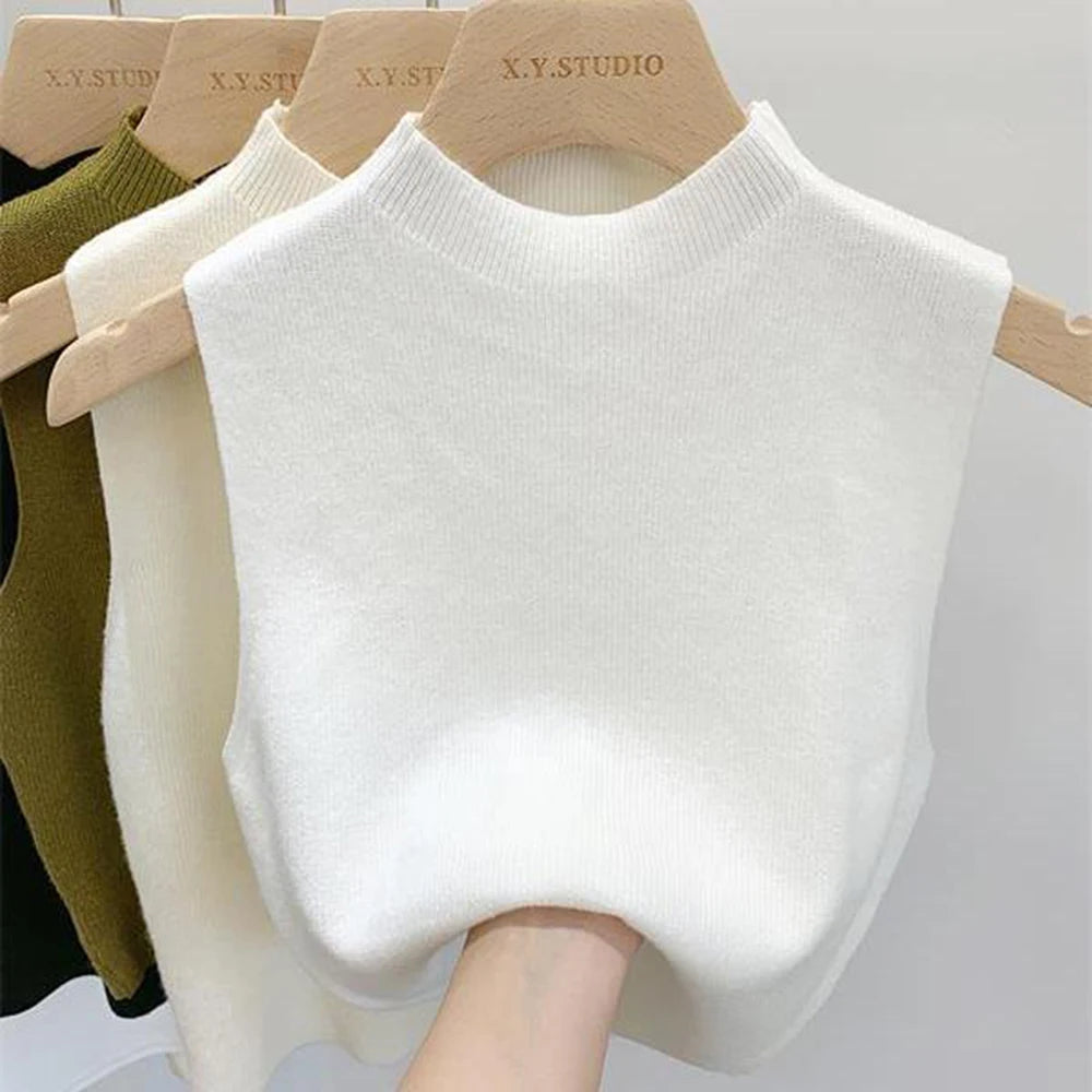 Women’s Solid Color Knit Tank Top – Sleeveless Sweater Vest Pullover