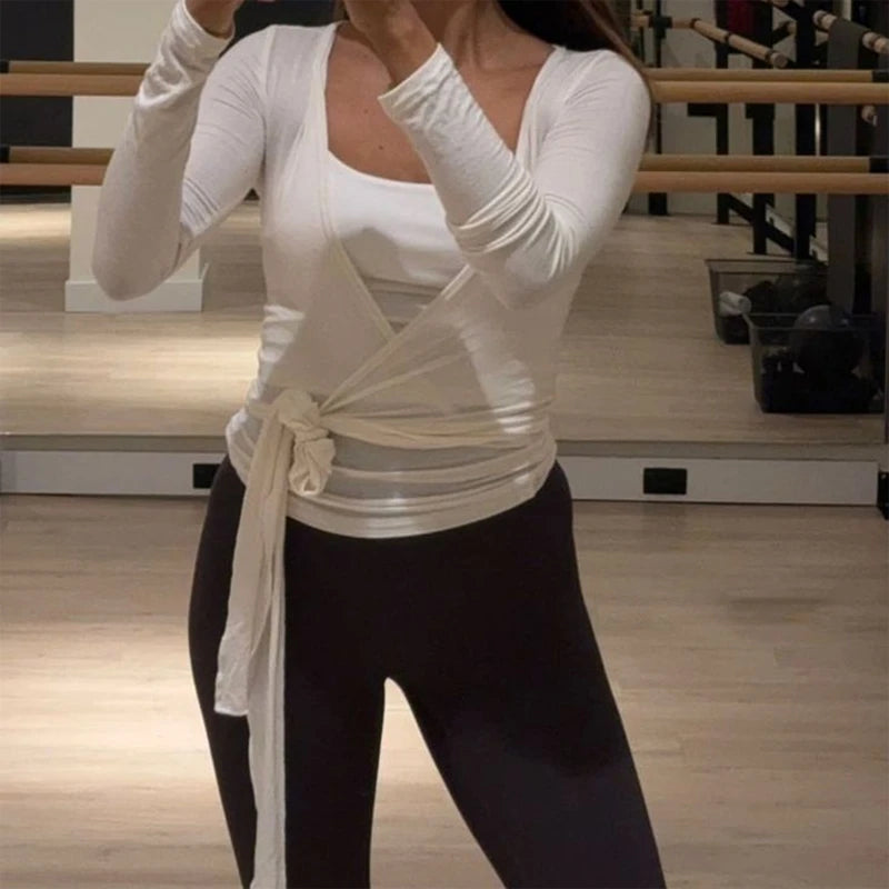 Women’s Cross Wrap Crop Top – Tie Front Yoga Shirt for Workout & Fitness
