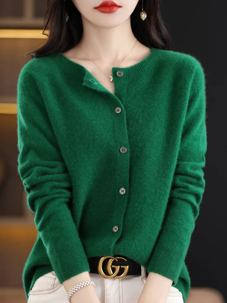 Women's Merino Wool Knit Cardigan