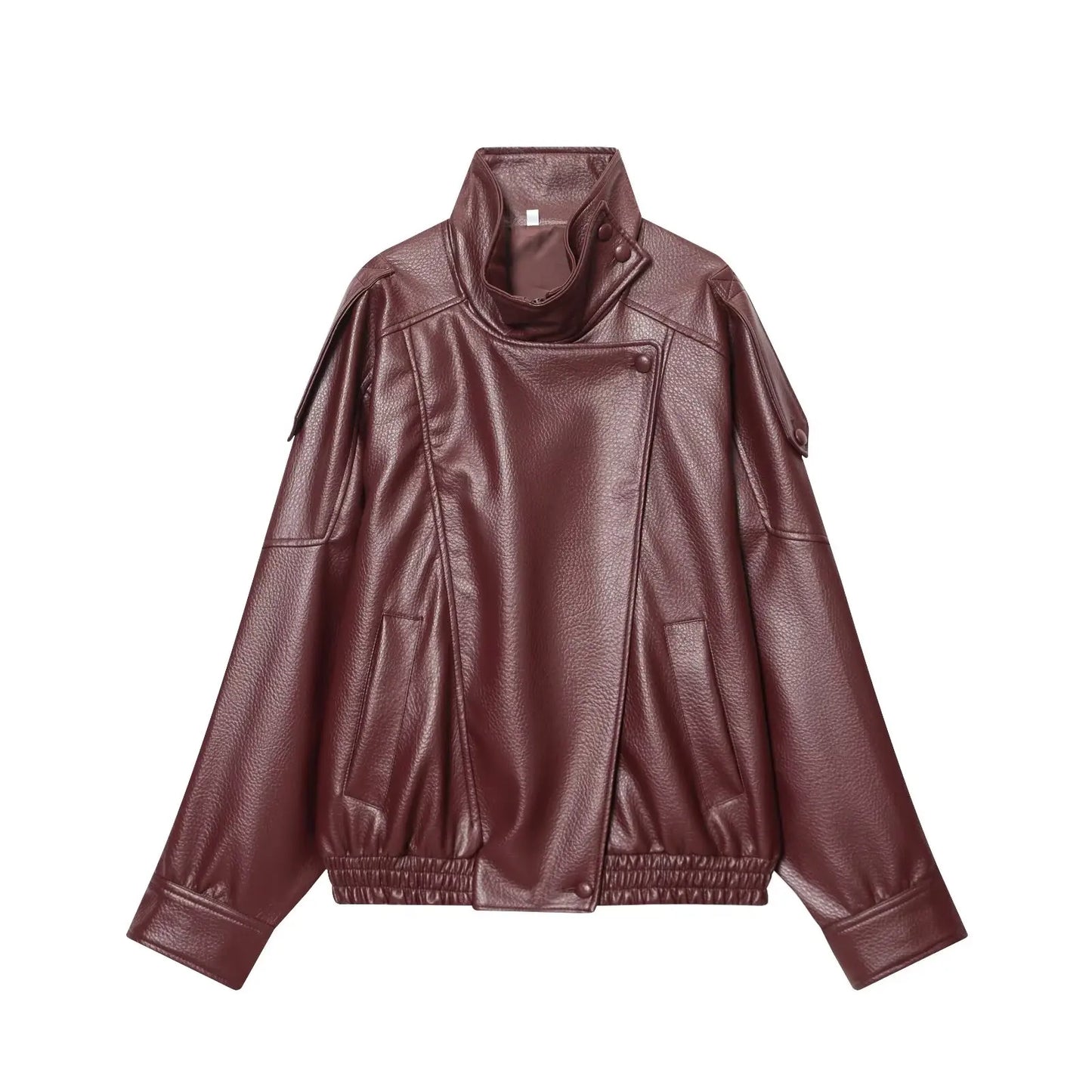Women’s Black Faux Leather Jacket – Chic Casual Moto Coat
