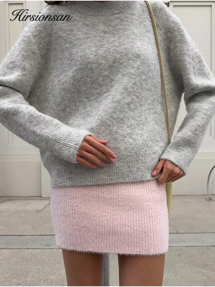Women’s O Neck Knit Sweater – Basic Long Sleeve Pullover Top