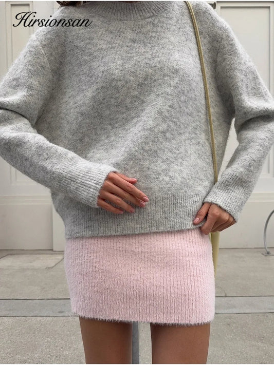 Women’s O Neck Knit Sweater – Basic Long Sleeve Pullover Top