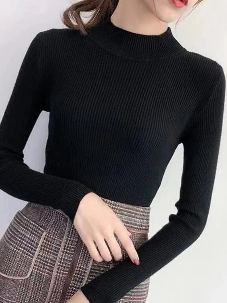 Women’s Mock Neck Winter Sweater – Warm Cozy Knit Pullover