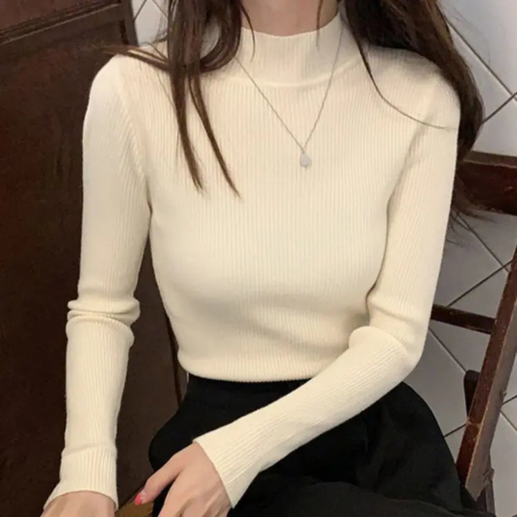 Women’s Mock Neck Winter Sweater – Warm Cozy Knit Pullover