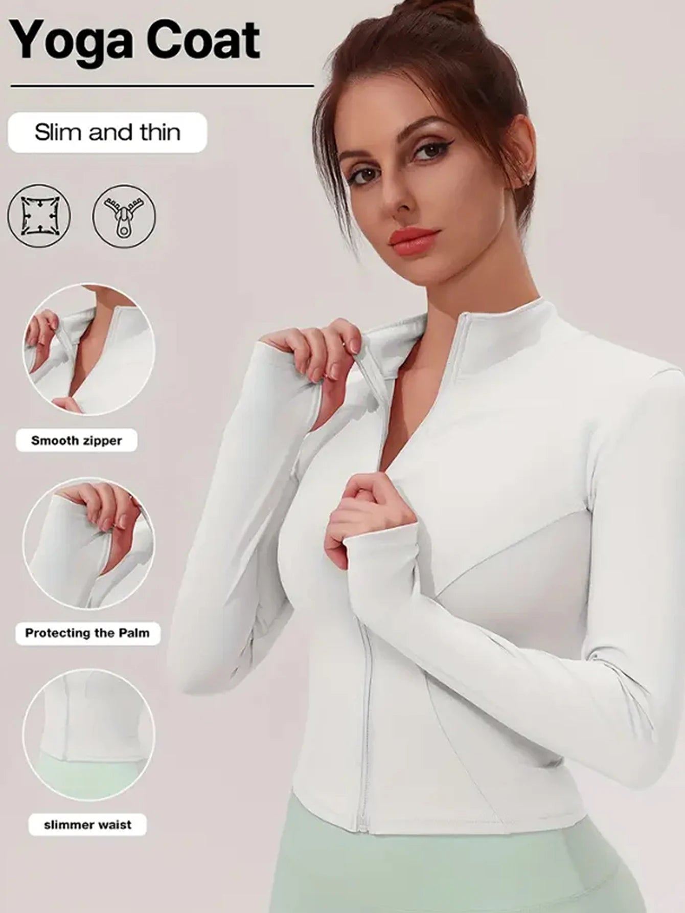 Women’s Fitness Jacket – Lightweight Zip-Up Workout Sports Jacket