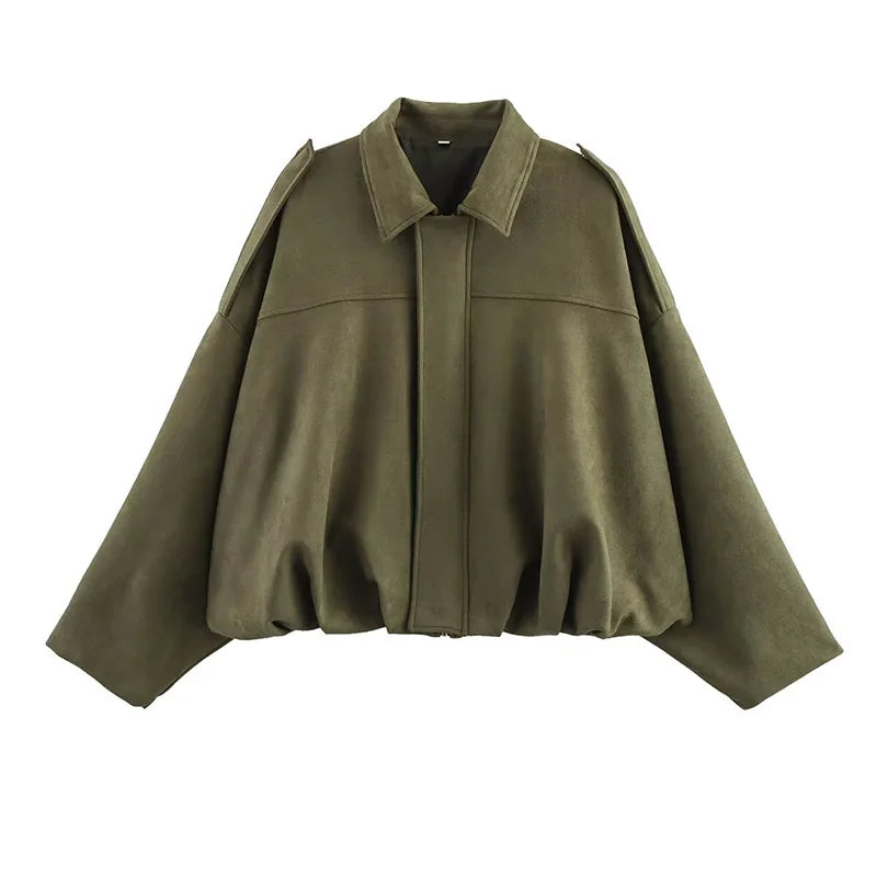 Women’s Fashion Bomber Jacket – Casual Lightweight Zip-Up Coat