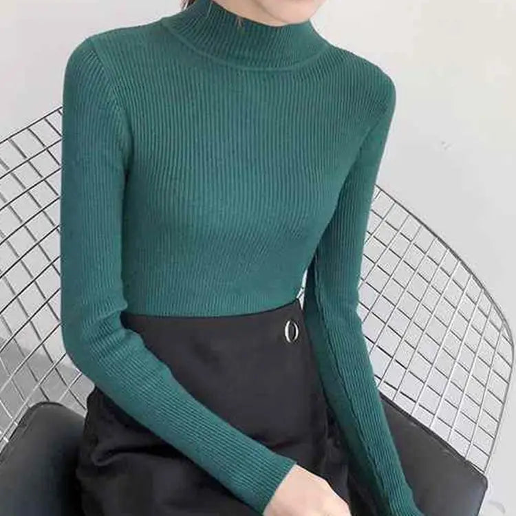 Women’s Mock Neck Winter Sweater – Warm Cozy Knit Pullover