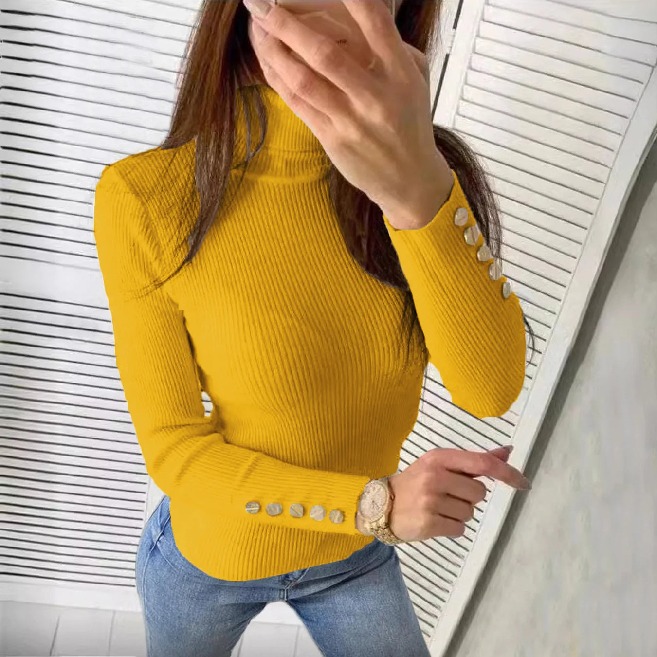 Women’s Elegant Knit Sweater – Soft Long Sleeve Pullover for Fall & Winter