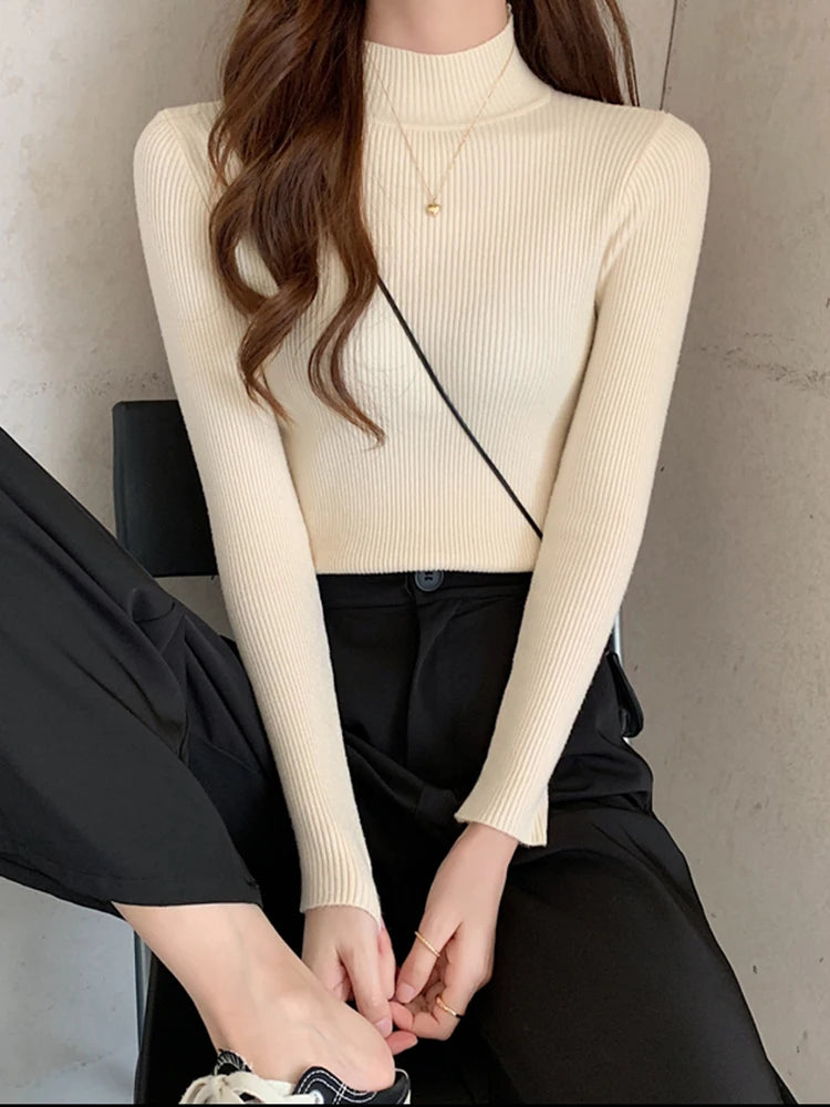 Women’s Mock Neck Winter Sweater – Warm Cozy Knit Pullover
