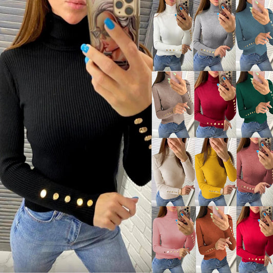 Women’s Elegant Knit Sweater – Soft Long Sleeve Pullover for Fall & Winter