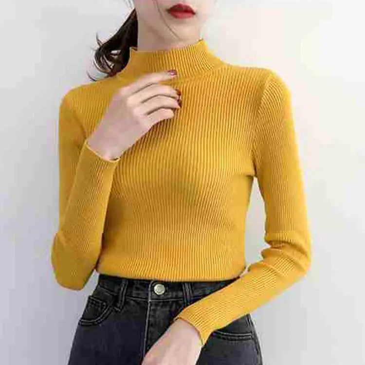 Women’s Mock Neck Winter Sweater – Warm Cozy Knit Pullover