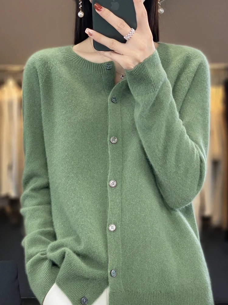 Women's Merino Wool Knit Cardigan