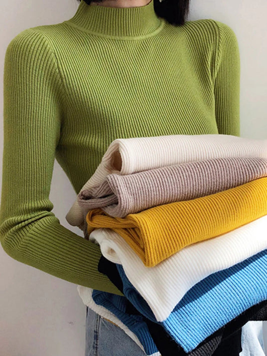 Women’s Mock Neck Winter Sweater – Warm Cozy Knit Pullover