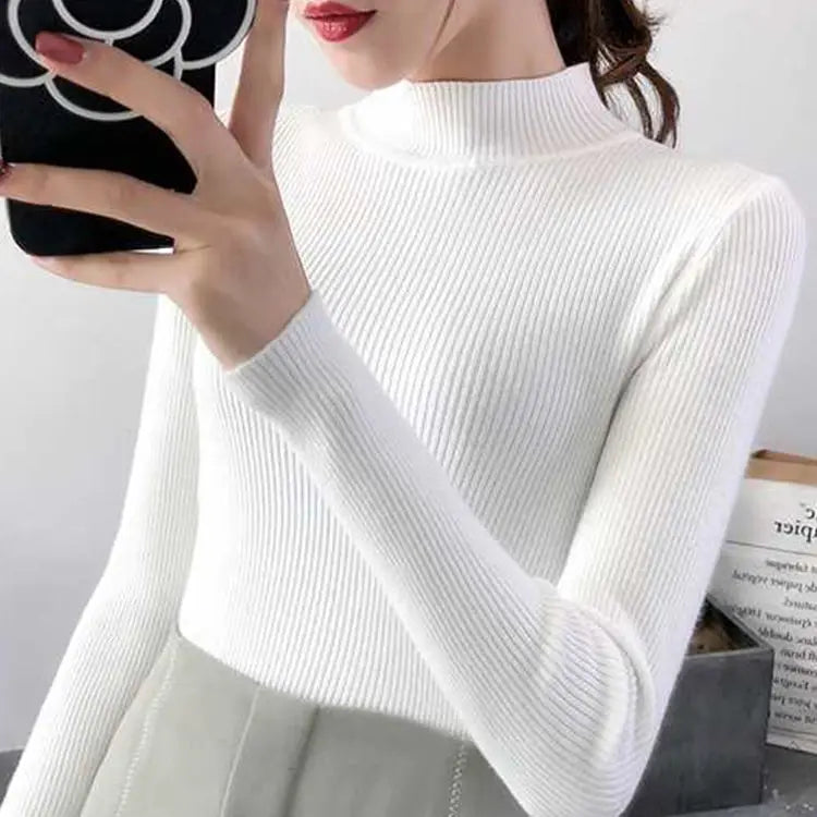 Women’s Mock Neck Winter Sweater – Warm Cozy Knit Pullover