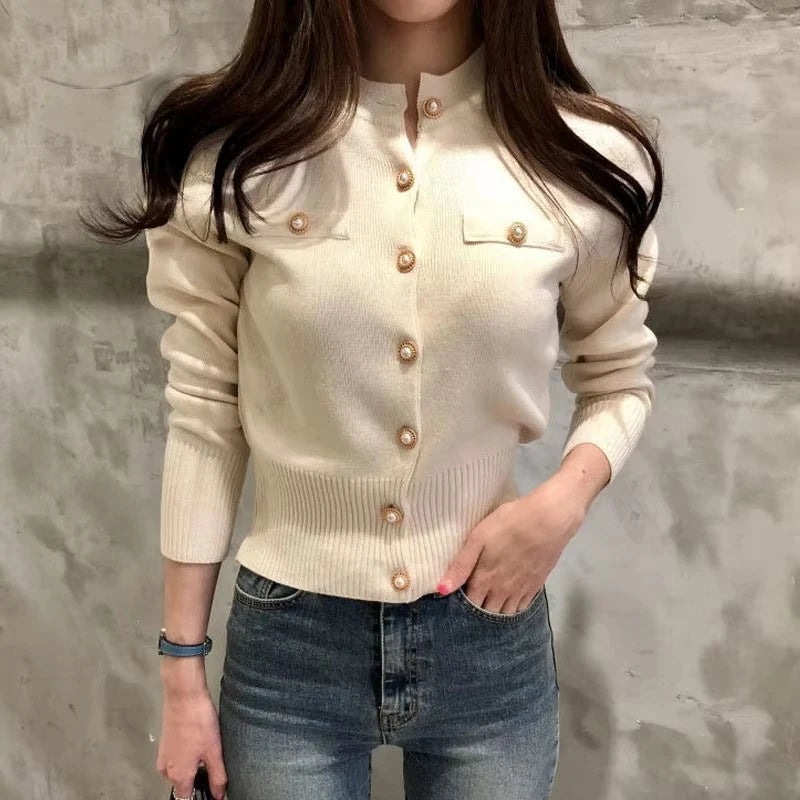 Women’s Long Sleeve Cardigan Sweater – Elegant Autumn Knit Open Front Jacket