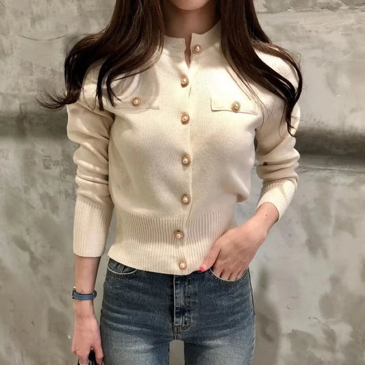 Women’s Long Sleeve Cardigan Sweater – Elegant Autumn Knit Open Front Jacket