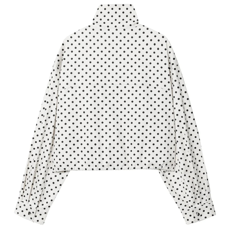 Women’s Polka Dot Bomber Jacket – Casual Lightweight Zip-Up Coat