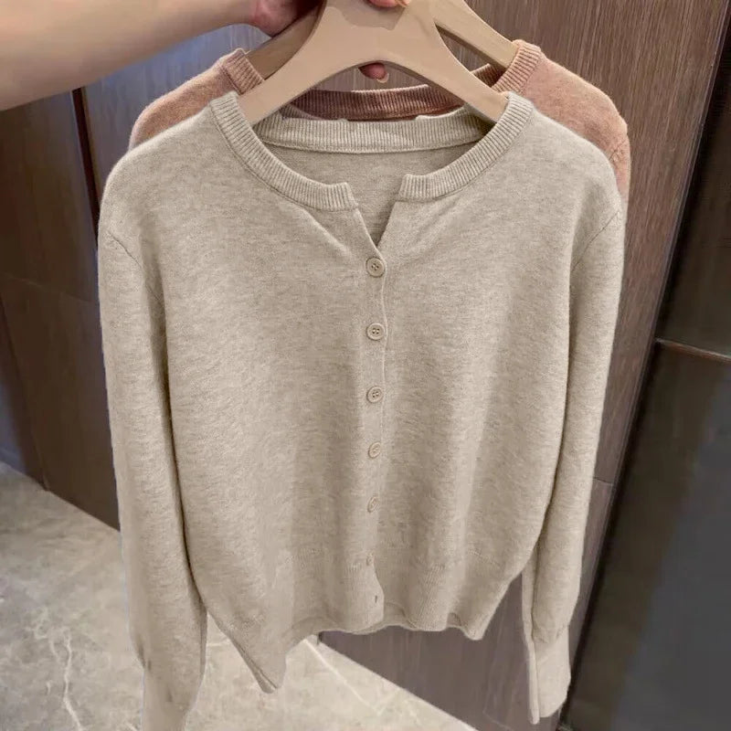 Women’s Cashmere Knit Sweater – Soft Fleece Loose Fit Short Pullover