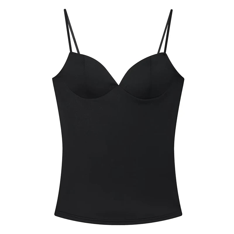 Women’s Strappy Sleeveless Top – Black Brown Slim Fit Tank Shirt