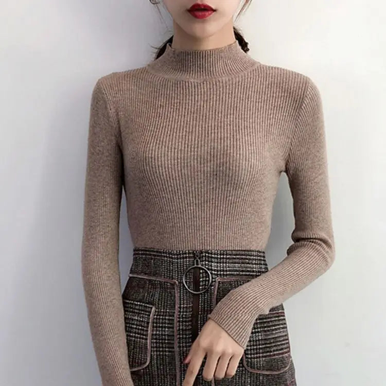 Women’s Mock Neck Winter Sweater – Warm Cozy Knit Pullover