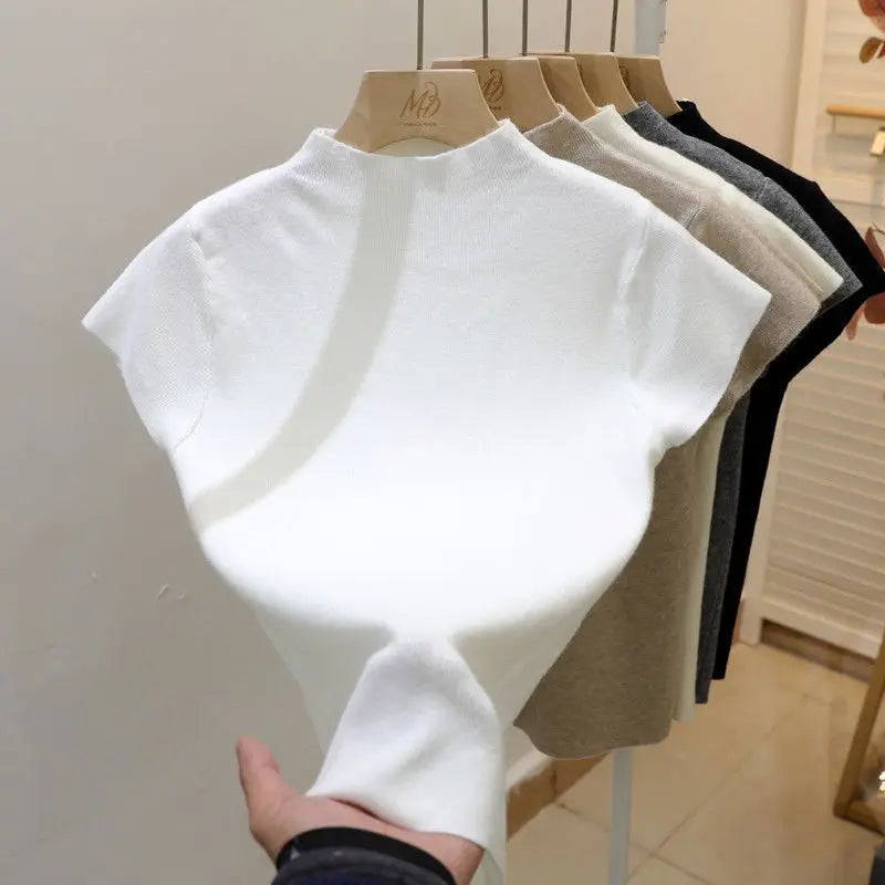 Women’s Lightweight Turtleneck Sweater – Solid Color Thin Knit Pullover Top