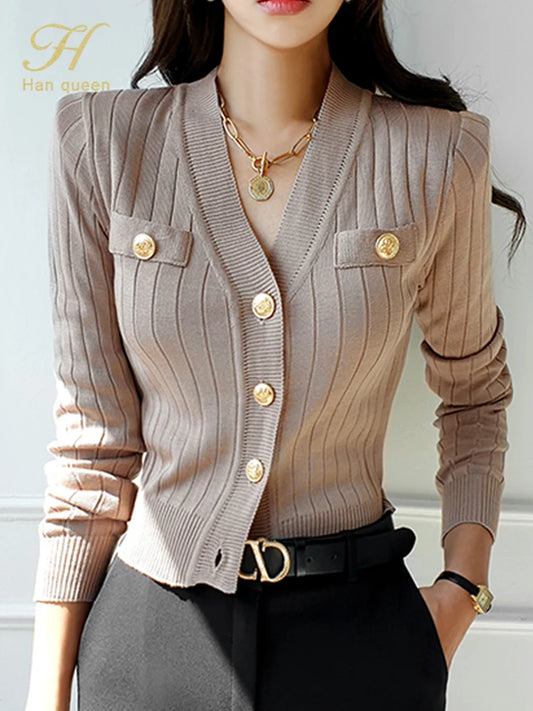 Women's Chic V-Neck Knit Cardigan