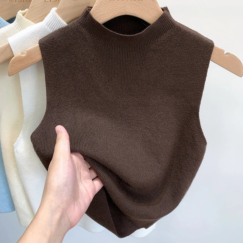 Women’s Solid Color Knit Tank Top – Sleeveless Sweater Vest Pullover