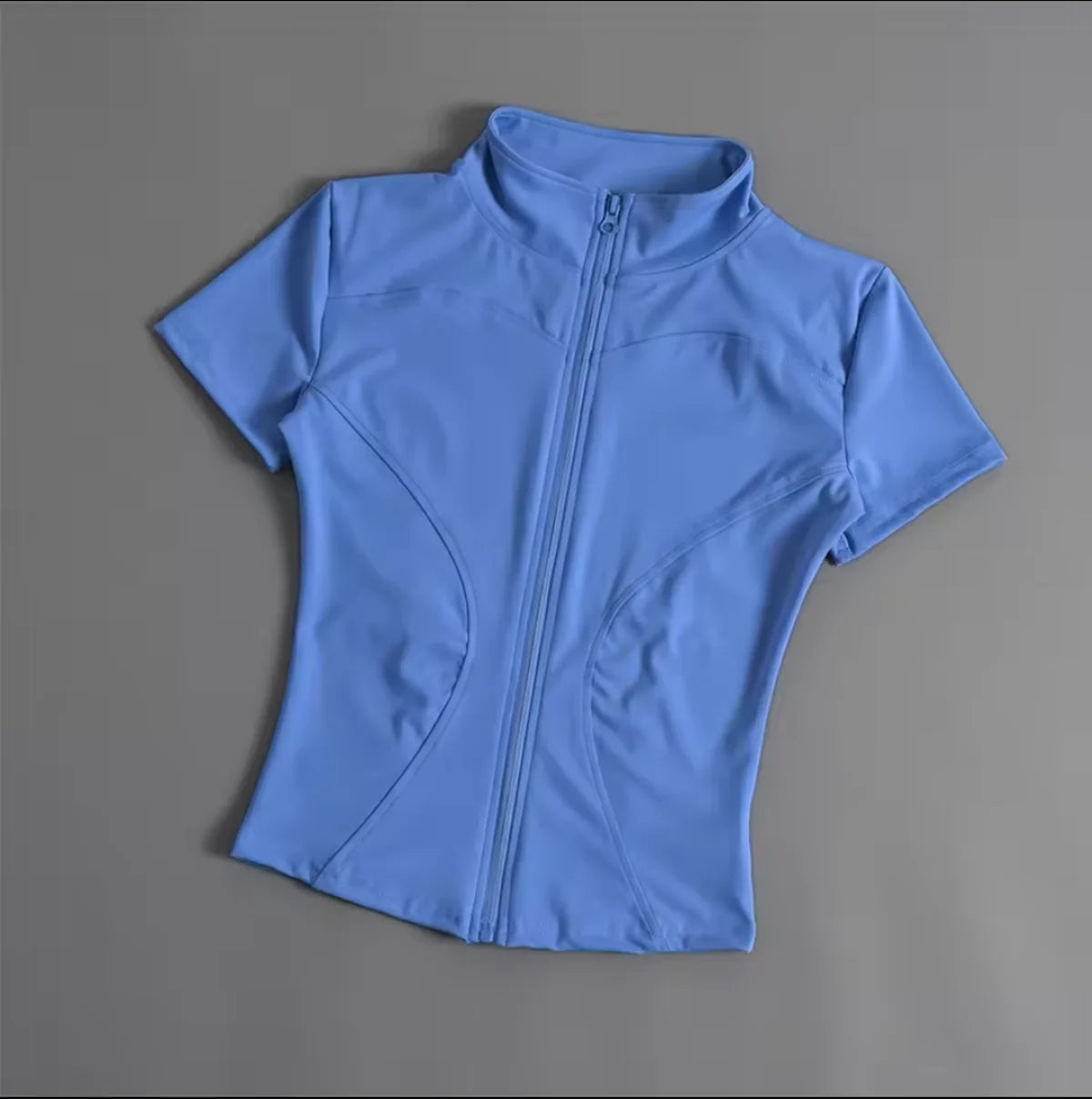 Women’s Zip-Up Slim Fit Cycling Jacket – Stand Collar Short Sleeve Running Top