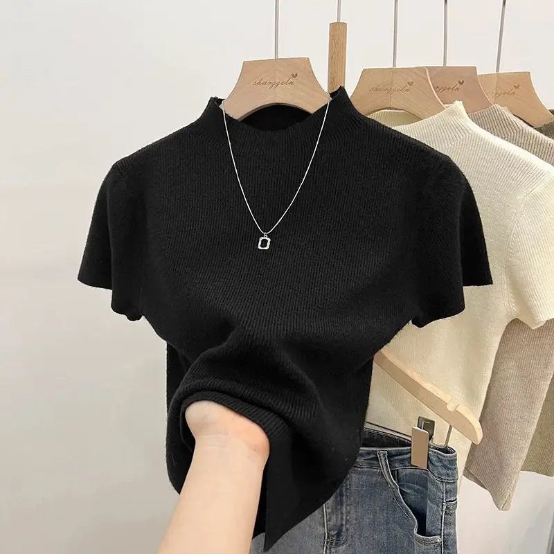 Women’s Lightweight Turtleneck Sweater – Solid Color Thin Knit Pullover Top