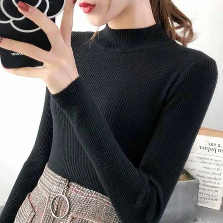 Women’s Mock Neck Winter Sweater – Warm Cozy Knit Pullover
