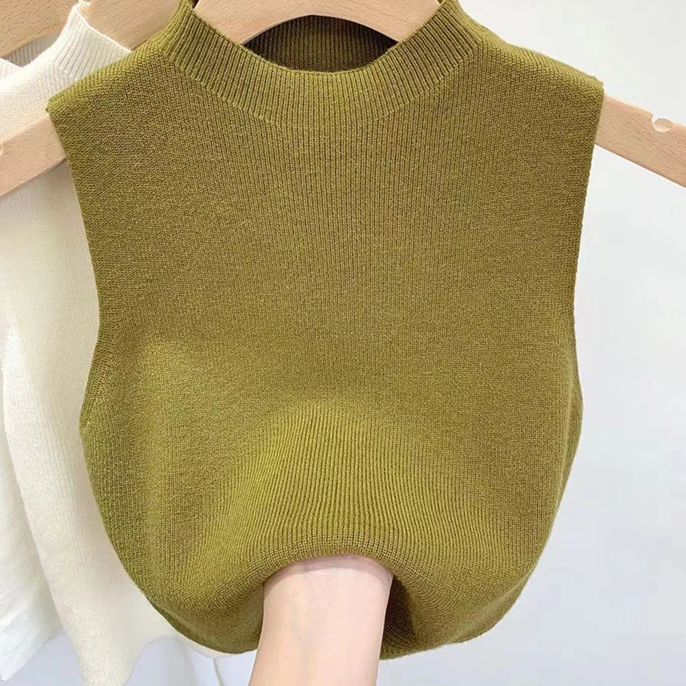 Women’s Solid Color Knit Tank Top – Sleeveless Sweater Vest Pullover