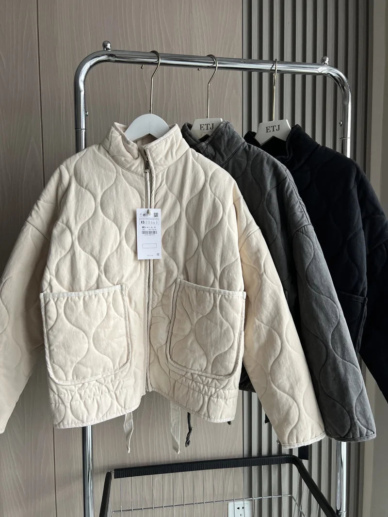 Women’s Polyester Puffer Jacket – Lightweight Warm Padded Coat