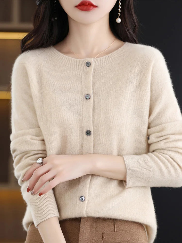 Women's Merino Wool Knit Cardigan